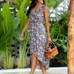 Floral Ruffle Tie Back Wrap Hem Dress