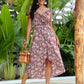 Floral Ruffle Tie Back Wrap Hem Dress