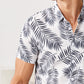 Men Leaf Print Button Up Shirt