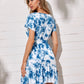Tie Dye Asymmetrical Ruffle Hem Belted Dress