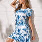 Tie Dye Asymmetrical Ruffle Hem Belted Dress