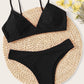 Solid Adjustable Strap Bikini Swimsuit