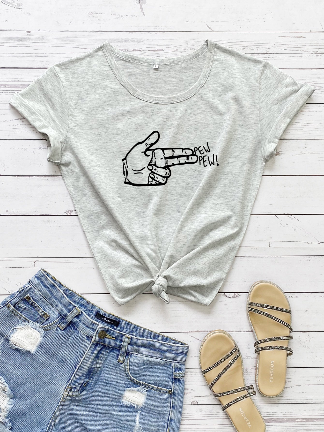 Gesture And Letter Graphic Tee