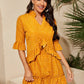 Polka Dot Notched Neck Ruffle Babydoll Dress