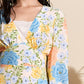 Allover Floral Print Flounce Sleeve Dress