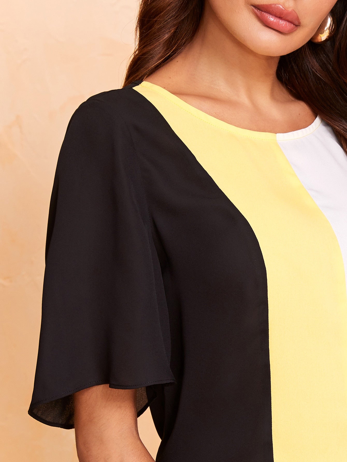 Flutter Sleeve Colorblock Top