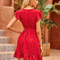 Heart Print Ruffle Trim A-Line Dress