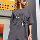 Drop Shoulder Butterfly Print Oversized Tee