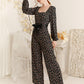 Square Neck Ditsy Floral Belted Jumpsuit