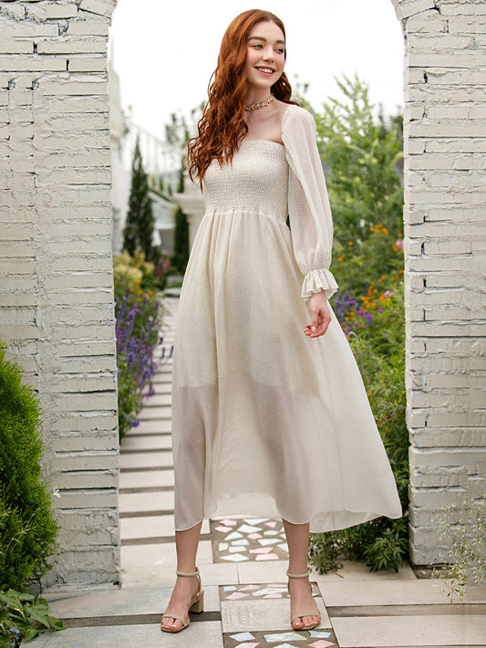 Shirred Detail All Over Print Dress