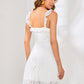 Ruffle Trim Lace Overlay Dress
