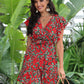 Allover Floral Surplice Front Belted Dress