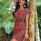 Allover Floral Surplice Front Belted Dress