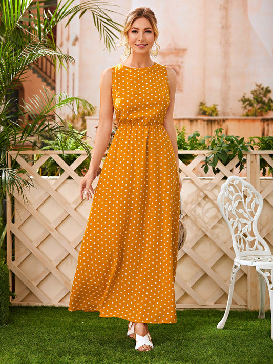 Polka Dot Maxi A-line Dress