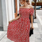 Floral Print Smocked Bodice Bardot Dress