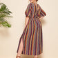 Plus Tie Back Shirred Waist Tribal Dress