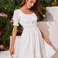 Tie Front Shirred Waist Swiss Dot Milkmaid Dress