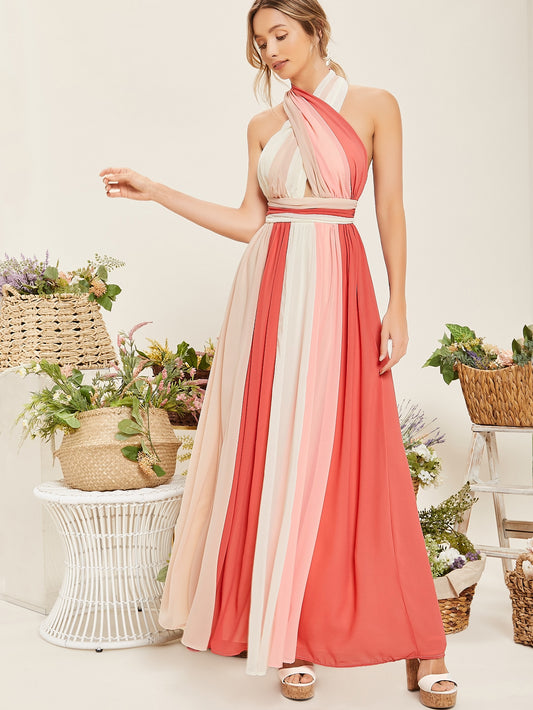 Cross Wrap Halter Backless Maxi Dress