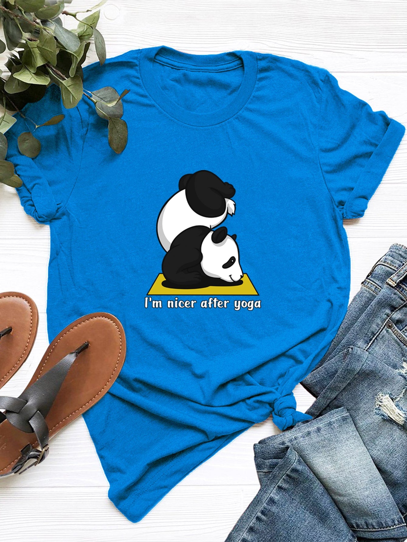 Cartoon Panda And Slogan Graphic Tee