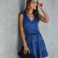 Tie Neck Frill Trim A-line Dress