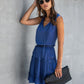 Tie Neck Frill Trim A-line Dress