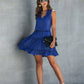 Tie Neck Frill Trim A-line Dress