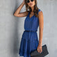 Tie Neck Frill Trim A-line Dress