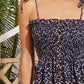 Ditsy Floral Shirred Button Front Knot Cami Dress