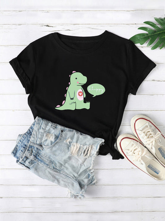 Slogan & Cartoon Graphic Tee