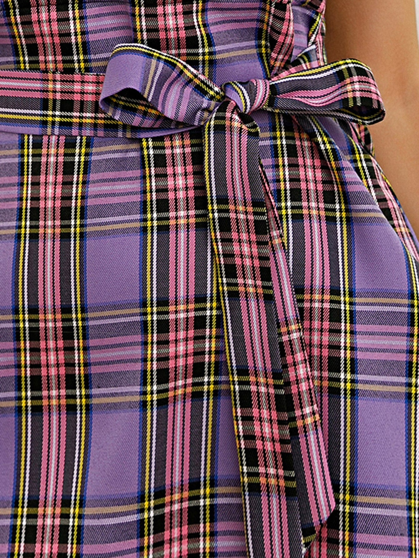Tartan Plaid Belted Cami Dress