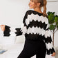 Drop Shoulder Pointelle Knit Colorblock Sweater