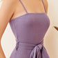 Textured Knit Self Belted Split Side Slip Dress