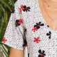 Dalmatian & Floral Print Button Front Dress