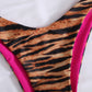 Tiger Stripe Knot Front Bikini Swimsuit
