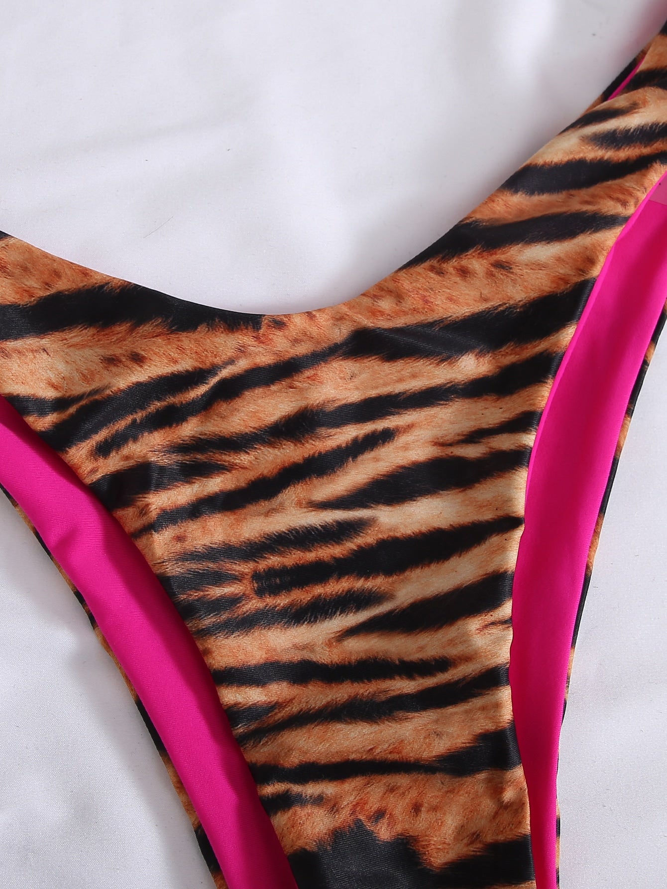 Tiger Stripe Knot Front Bikini Swimsuit