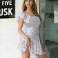 Butterfly Sleeve Ruched All Over Print Dress