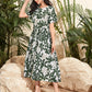 Floral Leaf Print Midi Dress