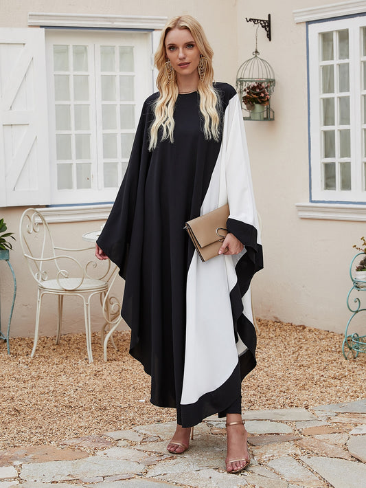 Two Tone Keyhole Back Kaftan Dress