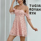 Ruched Front All Over Print Halter Dress