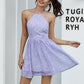 Cut Out Back Ditsy Floral Halter Dress