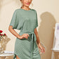 Polka Dot Curved Hem Belted Dress