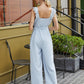 Eyelet Embroidery Self Tie Culotte Jumpsuit