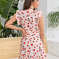 Floral Self Tie Ruffle Hem Wrap Dress