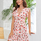 Floral Self Tie Ruffle Hem Wrap Dress