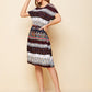 Tribal Print Batwing Sleeve Belted A-line Dress