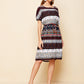 Tribal Print Batwing Sleeve Belted A-line Dress