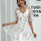 Sheer Raglan Sleeve Floral Skater Dress