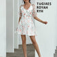Sheer Raglan Sleeve Floral Skater Dress