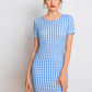 Slit Hem Gingham Dress