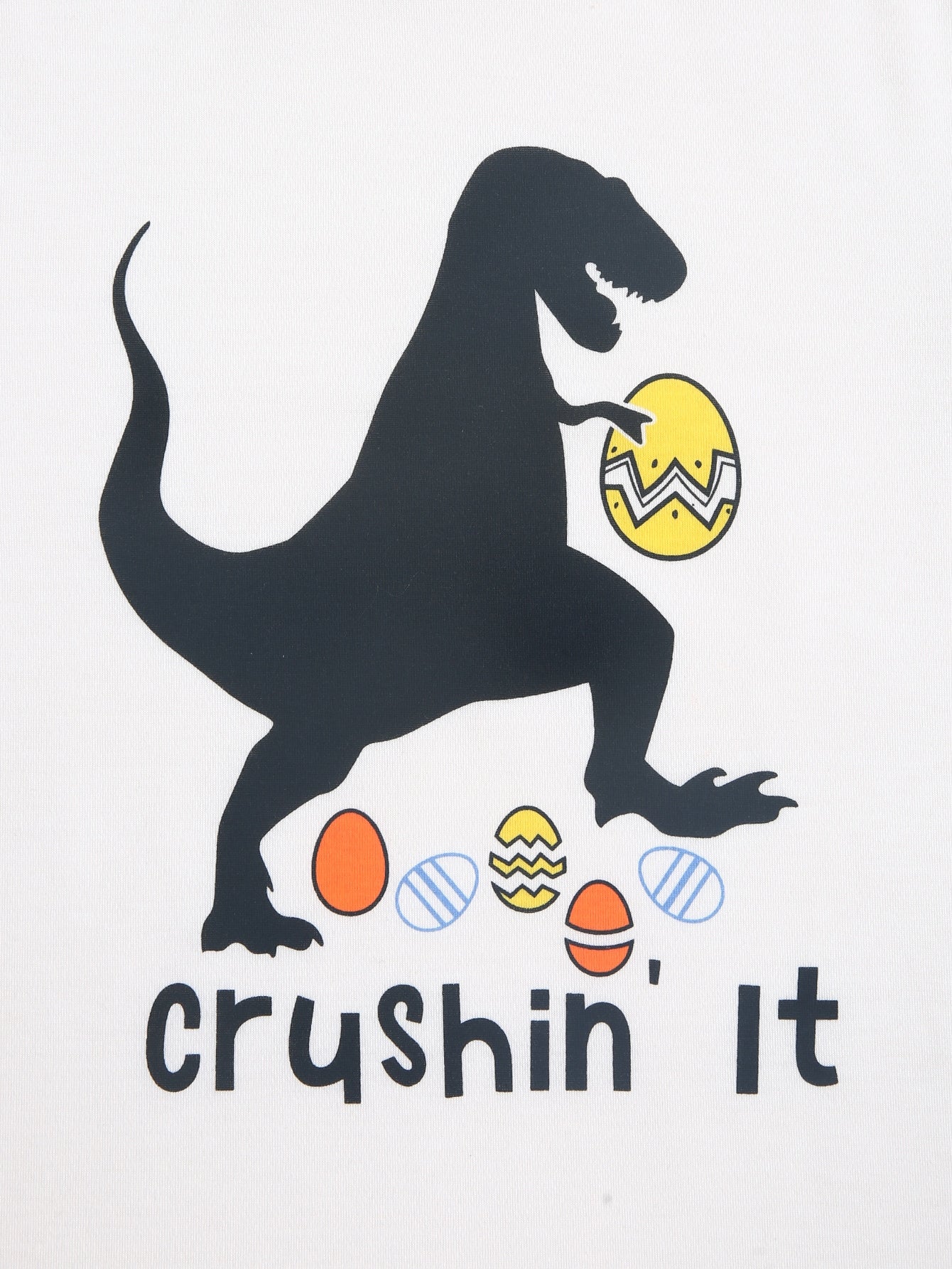 Cartoon Dinosaur And Slogan Print Tee